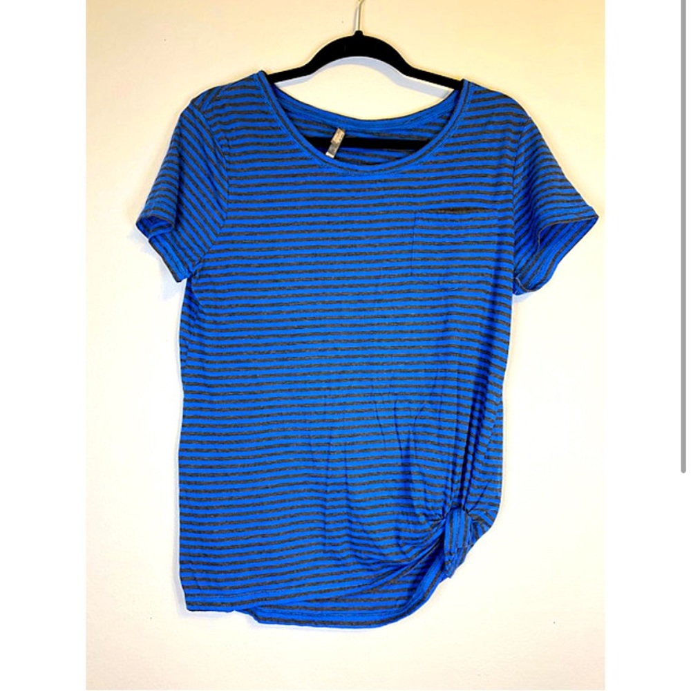 Charlotte Russe Black and Blue Stripe Shirt, XL